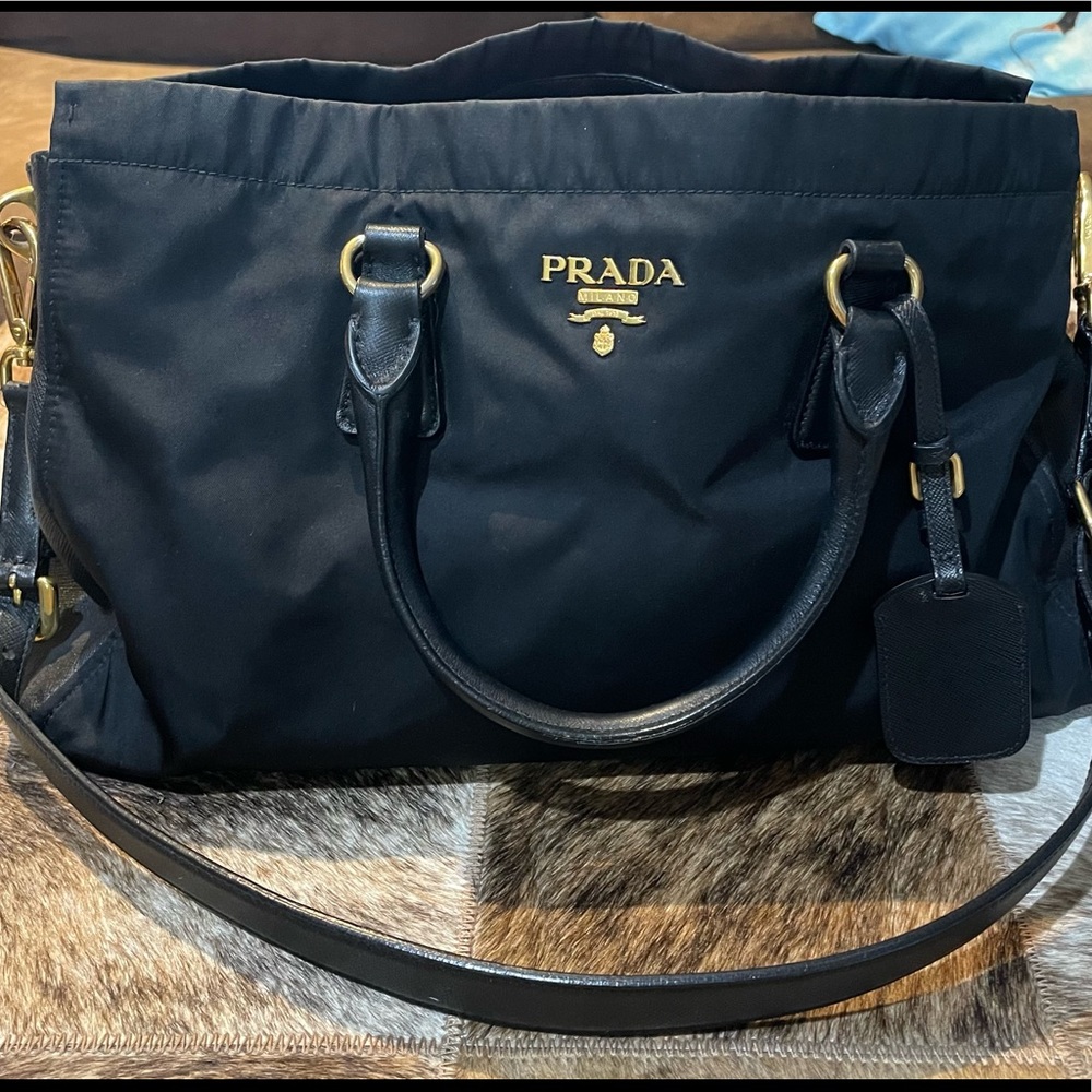 Prada Black Nylon Bauletto Handbag